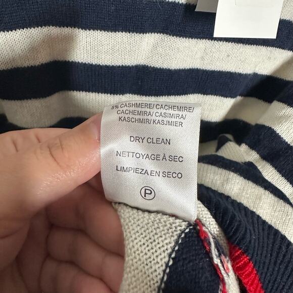 NEW Velvet Graham Spencer Blue White Striped Wool Cashmere Sweater Size Medium - Picture 9 of 10